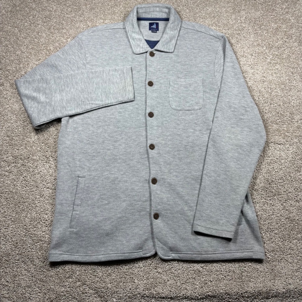 johnnie-O Mens Tudor Wool Blend Button Front Shirt Jacket Light Gray XL JMJK2140